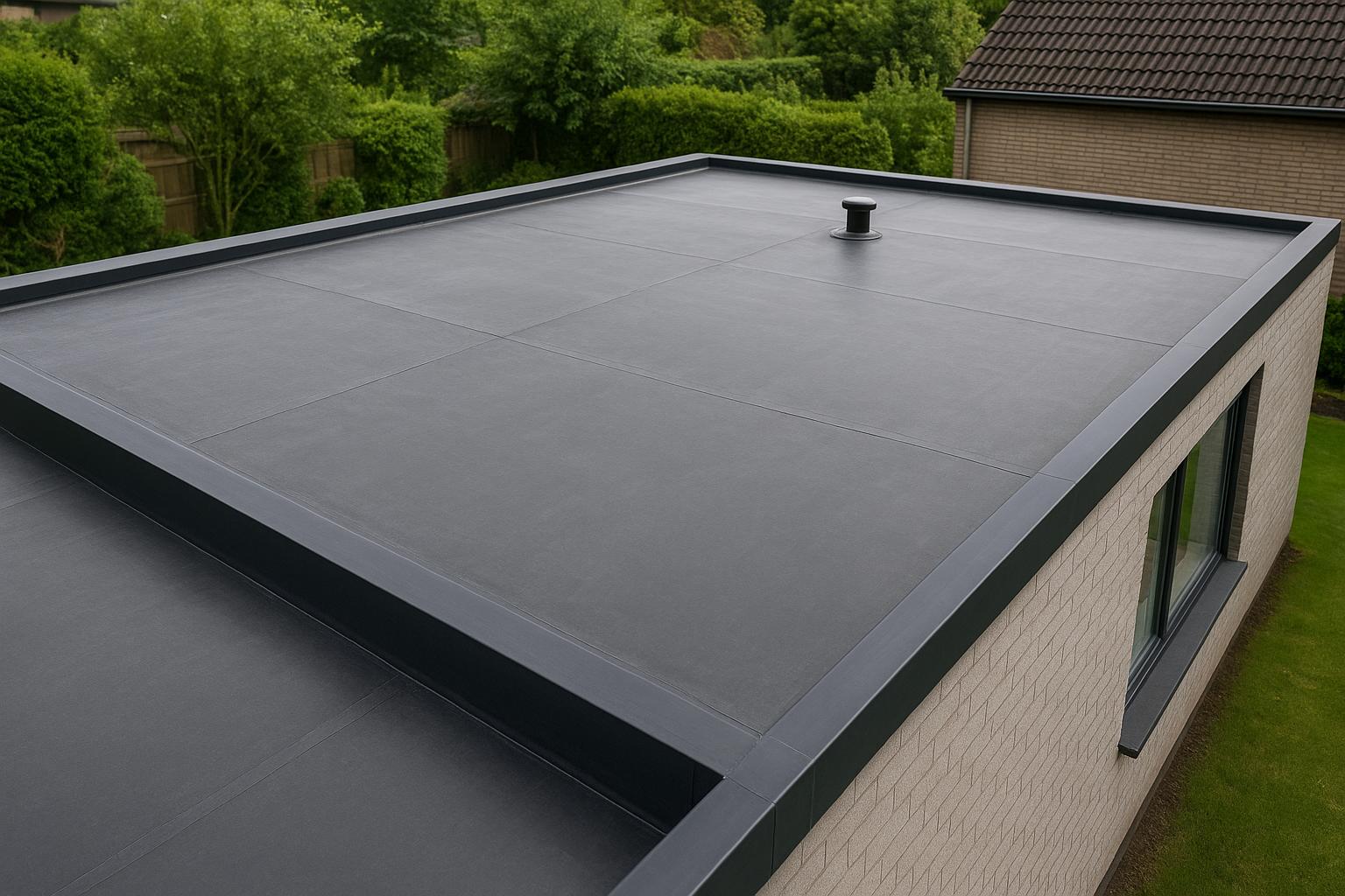 Detail van een plat dak in EPDM, afkomstig uit het VAJO-portfolio