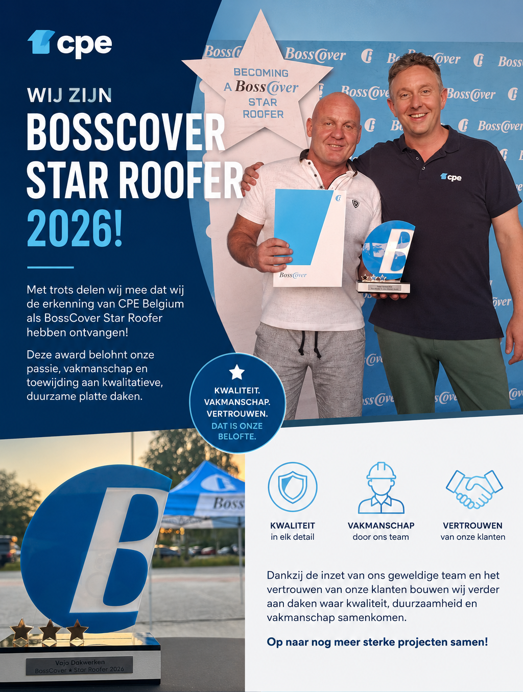 Afbeelding bij de aankondiging van de Bosscover Star Roofer 2026-award