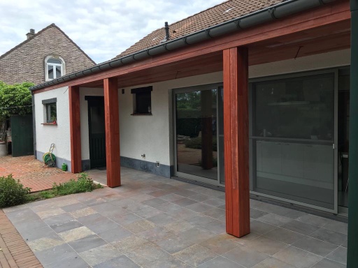 Renovatie van een Overdekt Terras uit Padoek Hout te Halen in Halen, foto 12